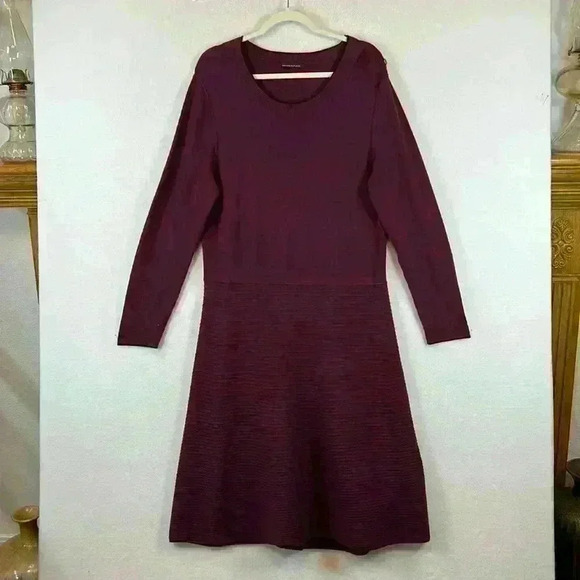 Banana Republic Sweater Dress Women’s Size L Plum Round Neck Long Sleeves - Picture 1 of 7